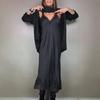 Women's Black Long Sleeve Knitted Cardigan Open Front Duster Coat