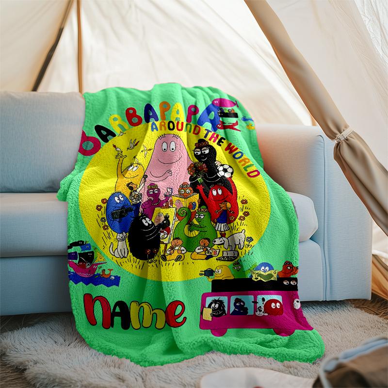 Personalized Custom Name Blanket - Barbapapa Print Design,Blanket for Sofa,Bed,Travel,Camping - Soft and Warm, Great Gift