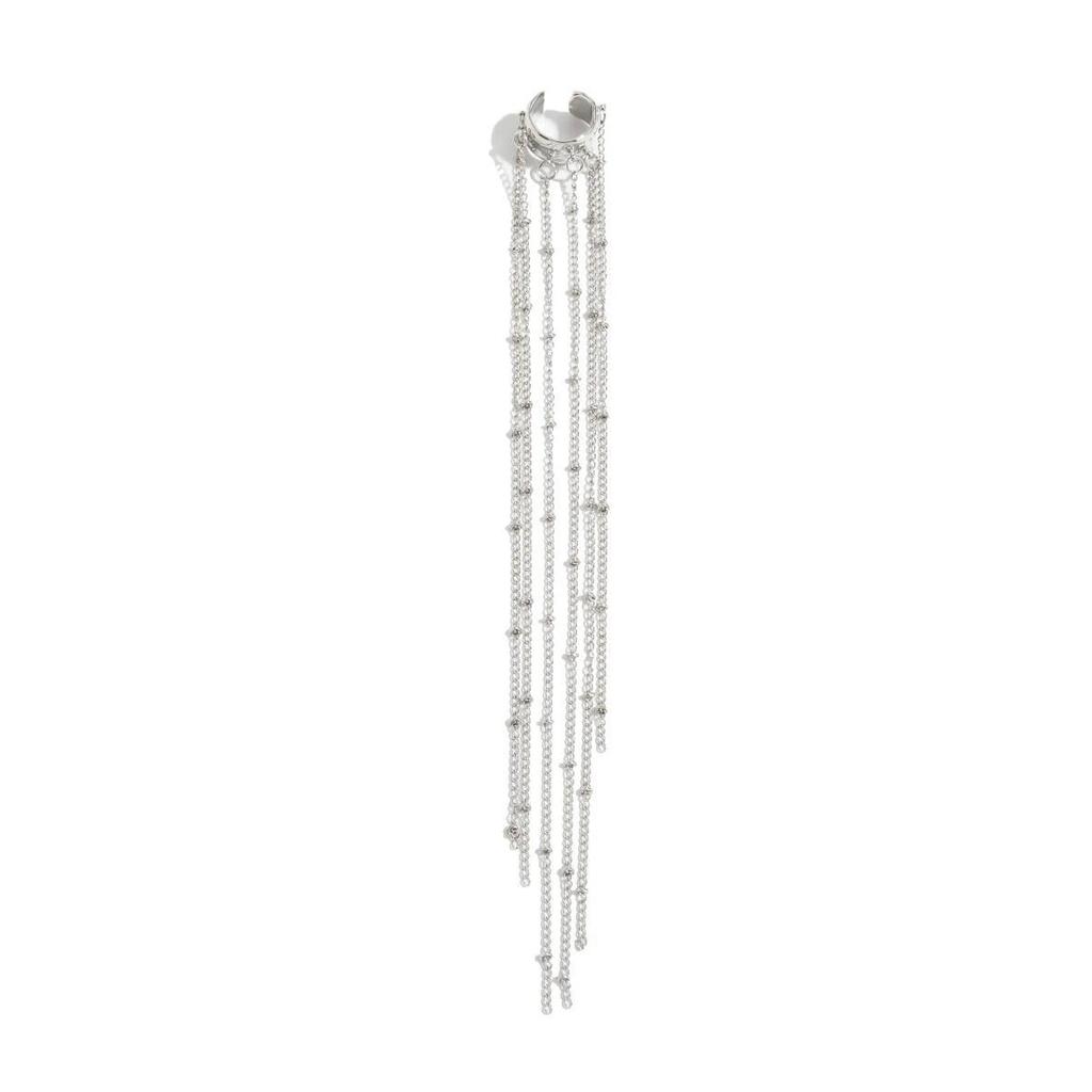 SHIXIN Unique Long Tassel No Piercing Ear Clip Earrings for Women Creative Silver Color C-shaped Ear Cuff Fashion Jewelry Gift