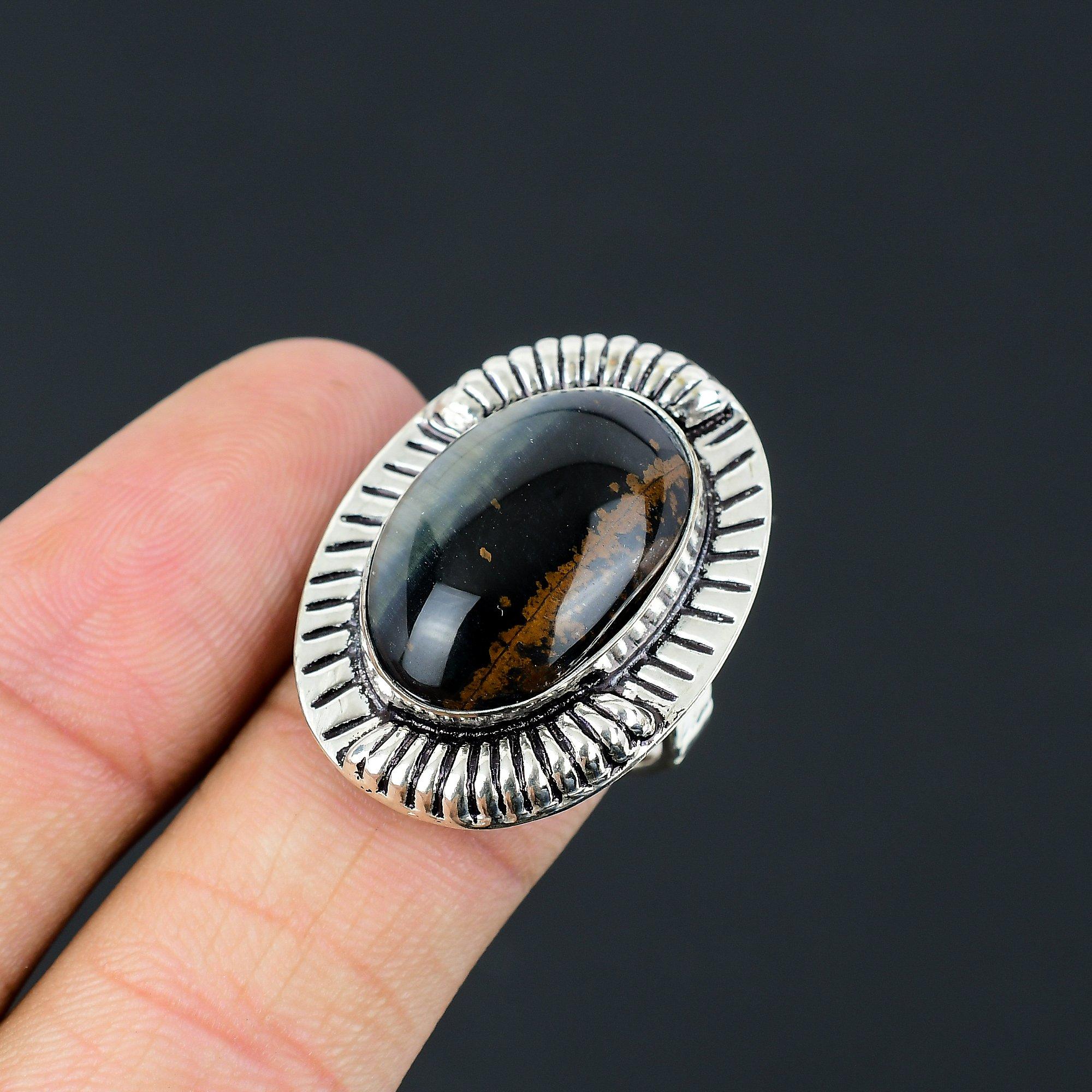 Natural Nellite Gemstone 925 Sterling Silver Statement Ring Size 8.5 For Girls 8.5