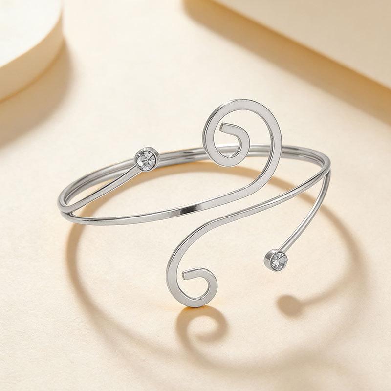 Женский модный геометрический браслет с открытым краем, инкрустированный бриллиантами серебряный