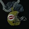 Europäischer und Amerikanischer Voll-Diamant Rugby-Helm Legierung Anhänger Hip Hop Persönlichkeit Cool Mode Übertrieben Herren Diamant Halskette