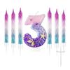 7pcs Girls Purple Mermaid Party Number 0-9 Cake Candles, 2.76 Inch Birthday Candle, Cake Topper Decoration for Birthday Party