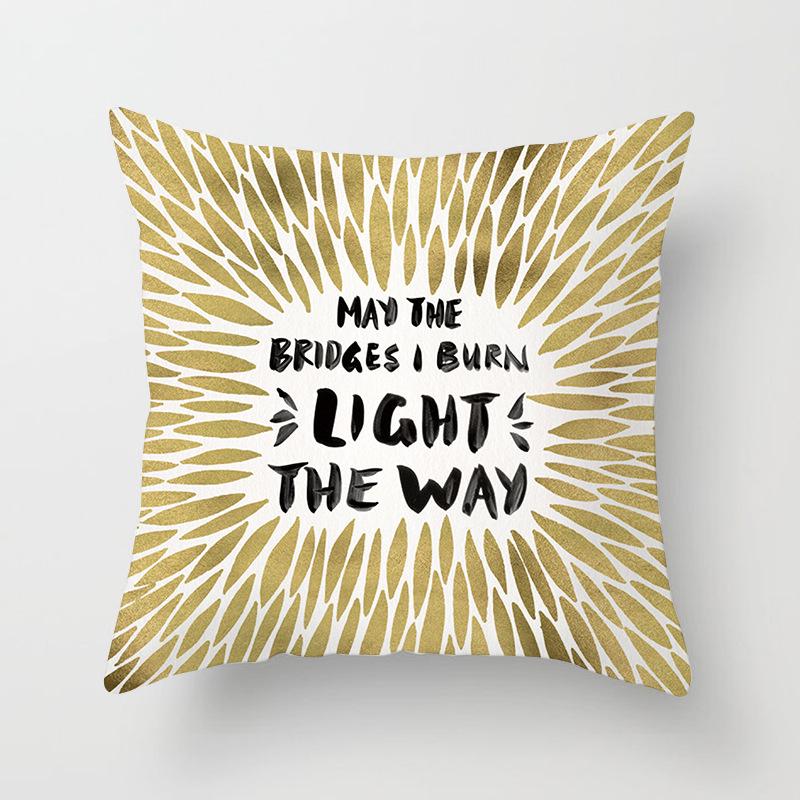 Ins Nordic Style Home Soft Decoration Gold Sofa Pillowcase Digital Printing Office Cushion Cover Pillowcase