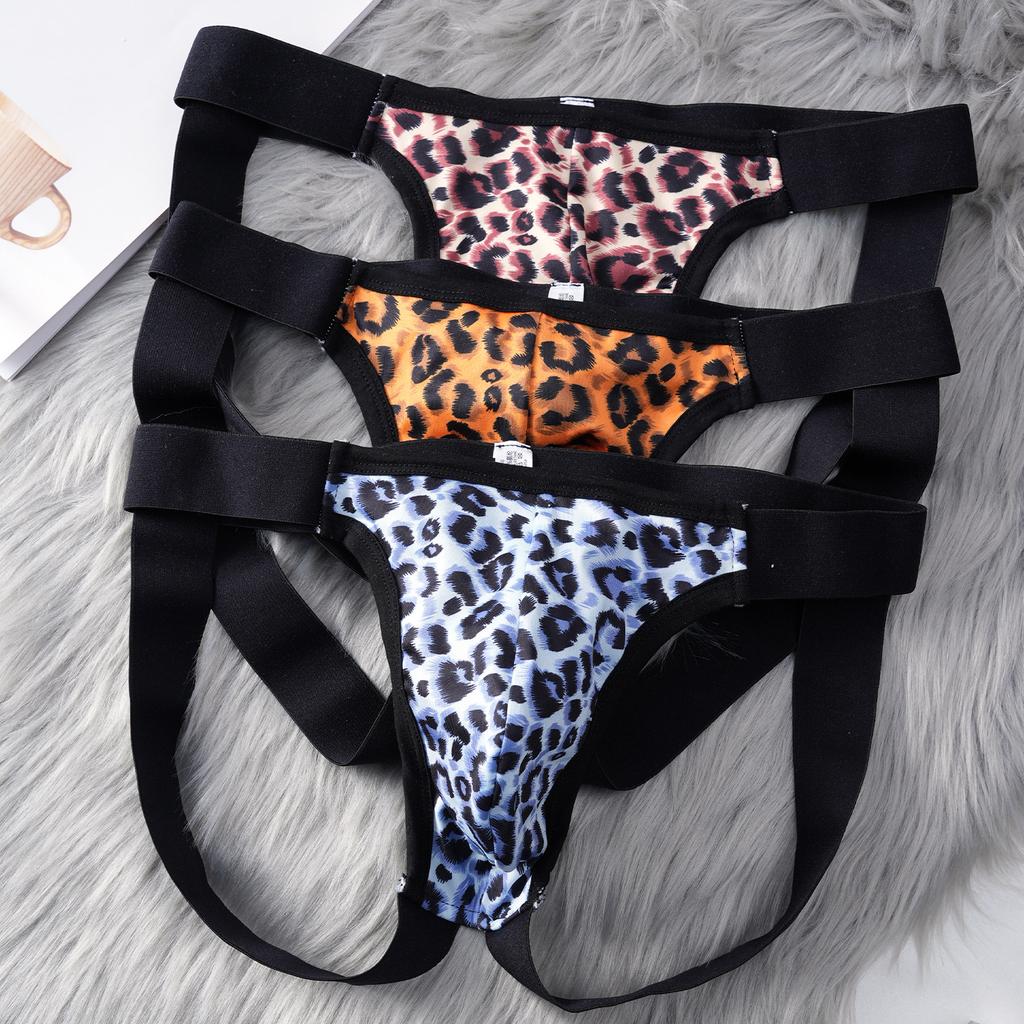 Pánské spodní prádlo s leopardím vzorem Sexy tanga Pánská vysoce elastická tanga