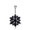 316L Stainless Steel Green Flower Crystal Navel Bars Gold Belly Button Ring Navel Piercing Jewelry