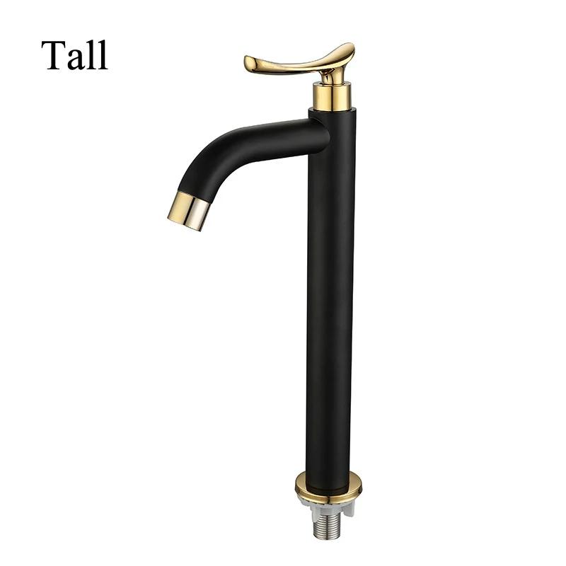 Black and Gold Basin Sink Faucet, Bath Faucets, Single Cold Water, Vanity Tap, Deck Mounted Washbasin Taps, Kitchen Faucets