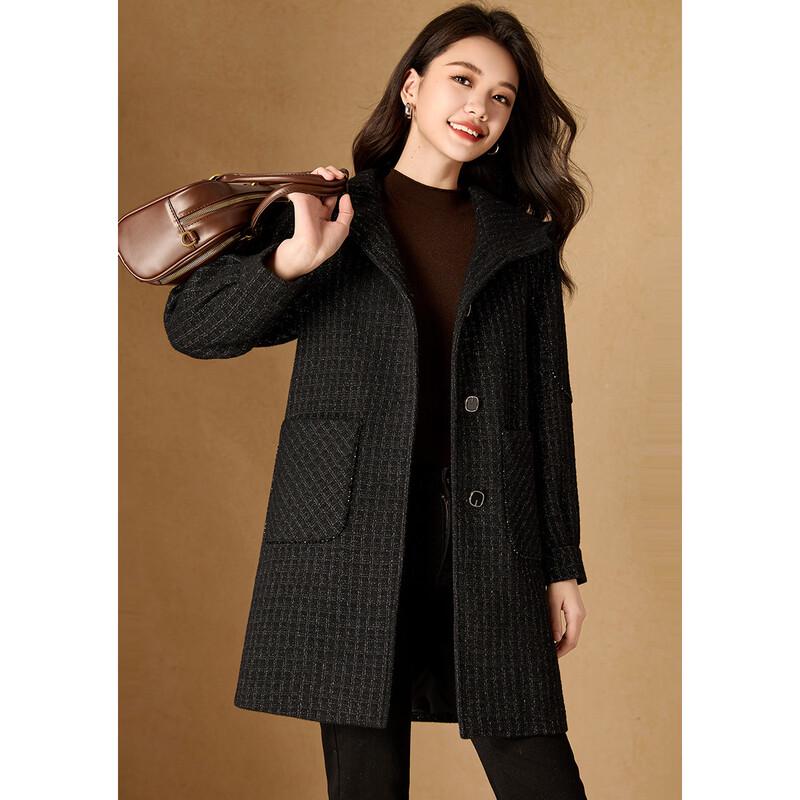 Women's British Style Plaid Hooded Mid-Length Coat
