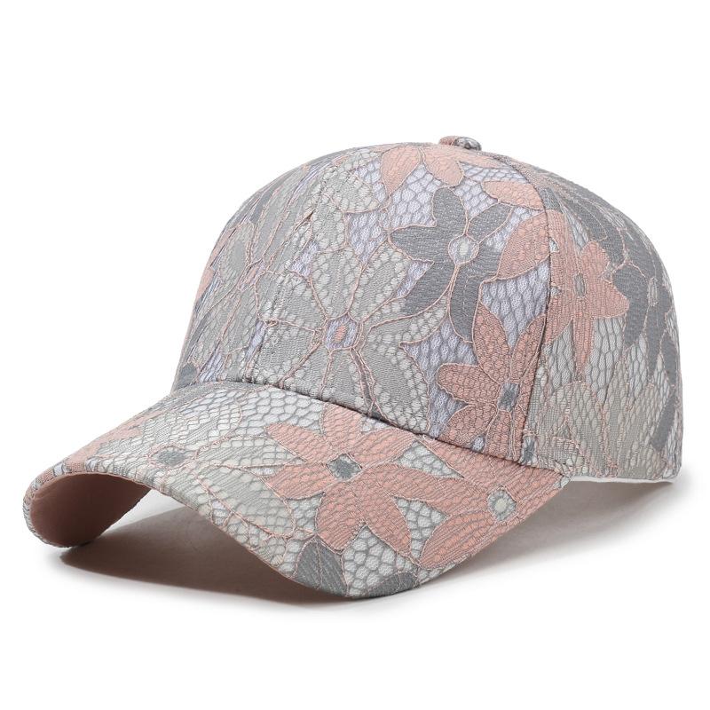 Atmungsaktive Baseballkappe mit Blumenmuster Verstellbare Schirmmütze Leichtes Netzdesign Sonnenschutz Kopfbedeckung für Sport im Freien