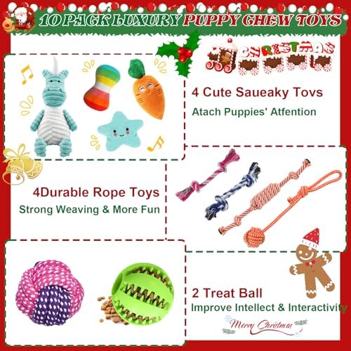 Kapetgo Puppy Toys for Dogs 8 Weeks and Up, Interactive Rope Toys, Durable Chew Toys, Blue Unicorn, 10 Pack