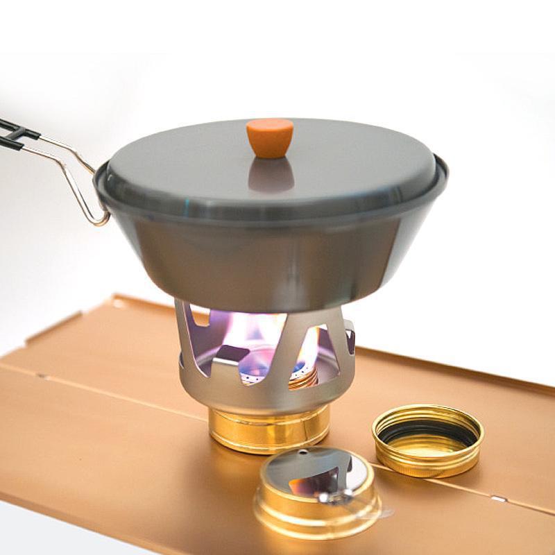 Stove Burner with Aluminum Alloy Stand Lid Outdoor Camping Cooking Alcohol Stove Portable Picnic Stove