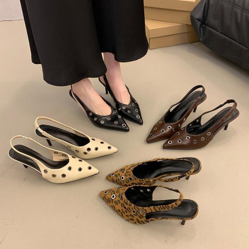Comemore Large Size Women Pumps Pointed Toe Women's Shoes Buckle Slingback Ladies New Thin High Heels Back Strap Heeled Sandals