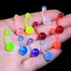 10Pieces Belly Button Rings Glow In The Dark Belly Rings 14G Banana Barbells Colorful Navel Piercing Jewellery Navel Bars-KAKA