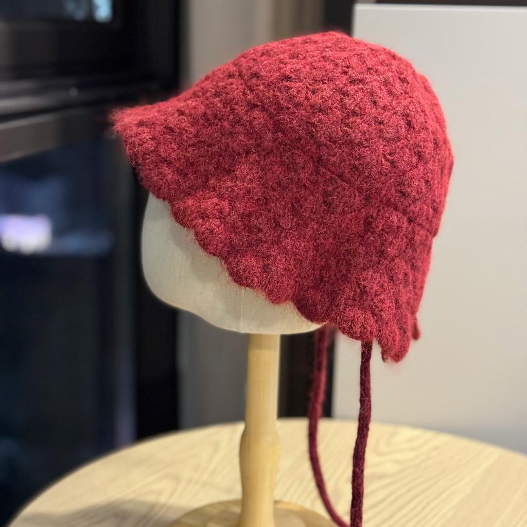 New Style Slit Wavy Edge Versatile Face Showing Small Bucket Hat Travel Lambswool Fisherman Hat