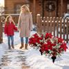 Festlig Terressepotte Dekoration 17 Stk. Jule-Julestjerner, Kunstige Røde med Frosted Fyrgrense Vinterplanter Bær, Kunstige Blomsterstilk