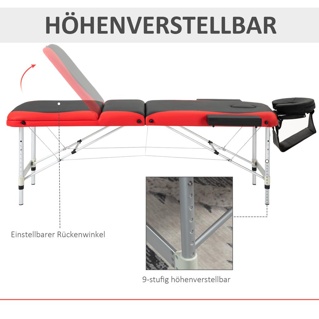 Foldable Massage Table Professional Salon SPA Facial Couch Bed Black and Red