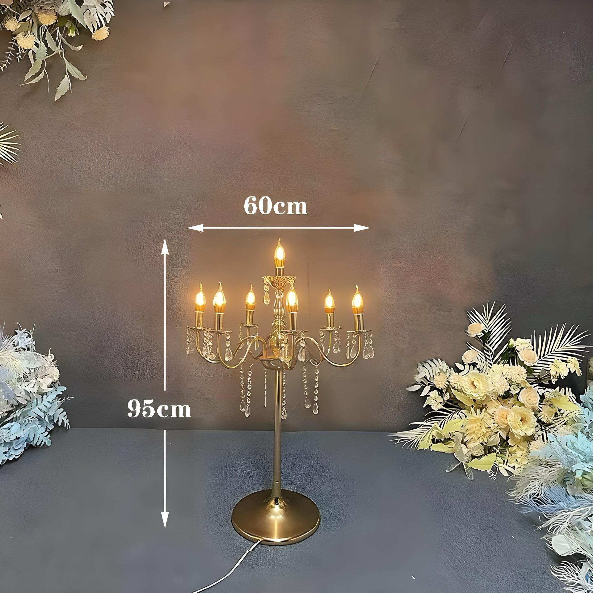 

Золотые железные хрустальные проходные светильники - Свадебное украшение Многоголовые напольные светильники