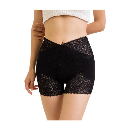 

High Waist Lace Shaping Shorts Seamless Breathable Shapewear Tummy Control Panties Hip Lifting Underwear for Daily Wear M чорний