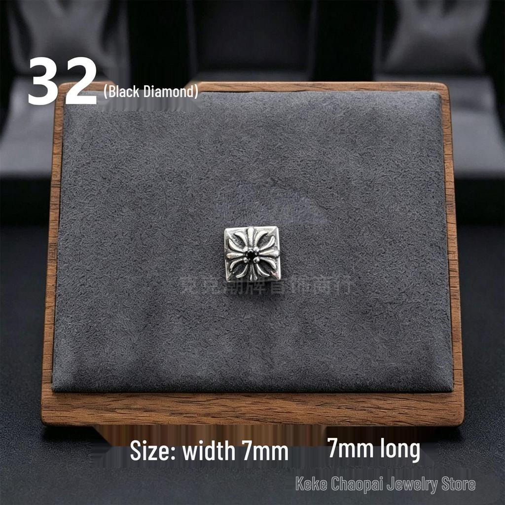 Cercei Stud Trendy Cruce Cupru Alb Argint Thai 925 cu Diamante Colorate pentru Bărbați și Femei