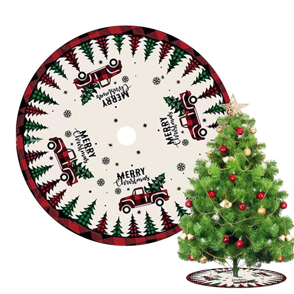 Christmas Tree Base Collar Plush Christmas Tree Base Cover Double-Sided Printing Aesthetic Home Decoration For Apartment