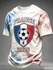 Herren V-Ausschnitt Fußballtrikot T-Shirt Französische Farbthema Verzierungsdruck Mode Kurzarm T-Shirt Lässig Täglich Straße Sportlich Locker Sitzende Herren Oberteile
