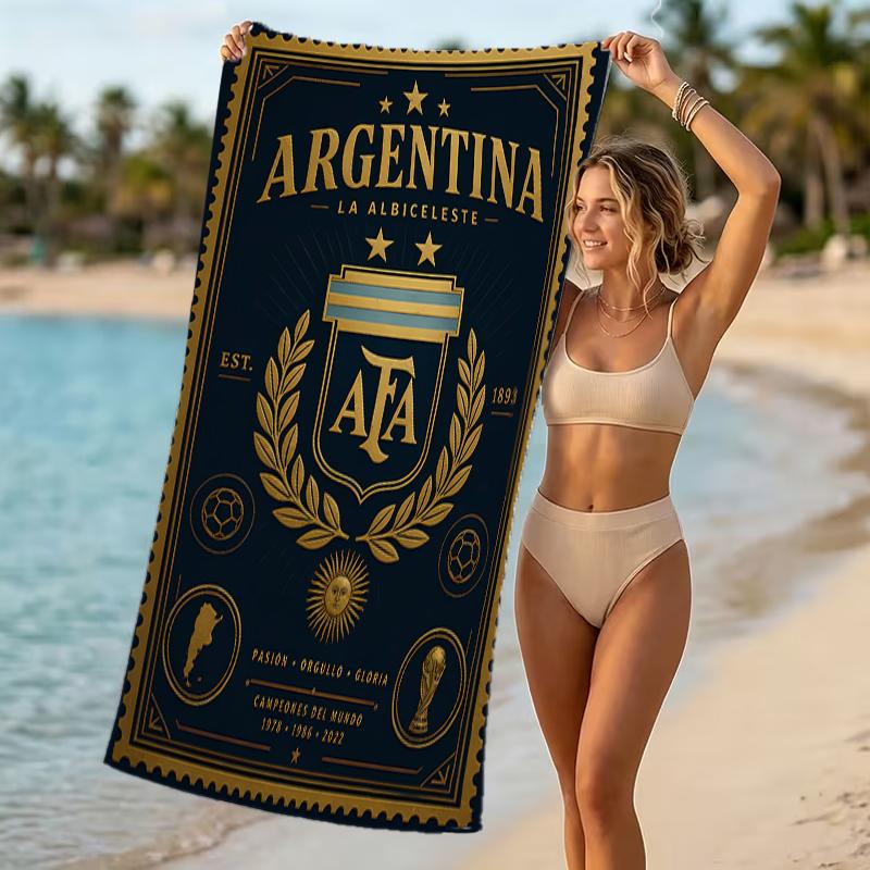 Beach Towel with Argentina Football Pattern - soft,absorbent,machine washable Lightweight&Modern,swimming,Travel Essentials