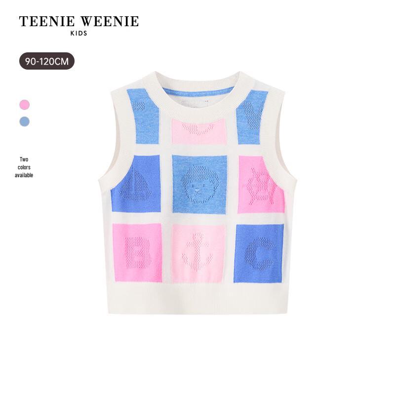 Детский вязаный жилет в клетку для девочки Teenie Weenie 110