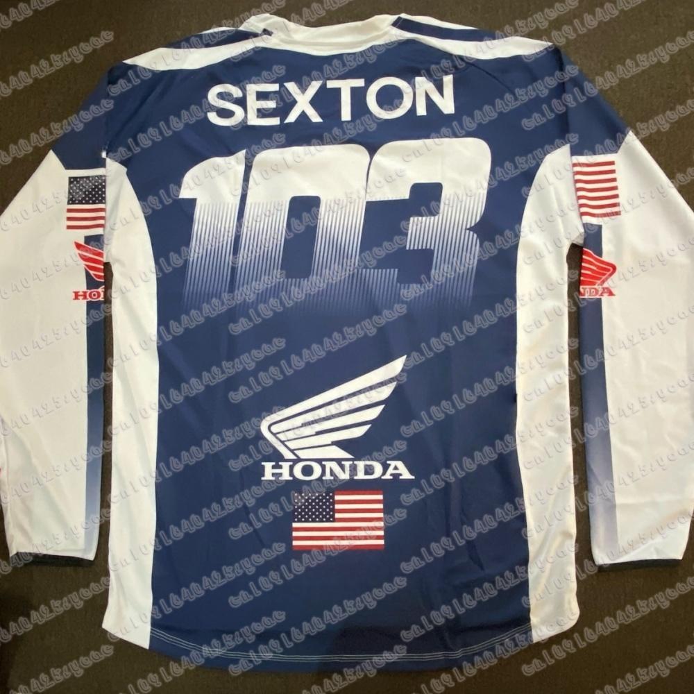 Honda 2025 Summer Motorcycle Jersey #103 SEXTON Long Sleeve Riding Shirt Breathable Racing Gear Comfortable Off-Road Moto Top