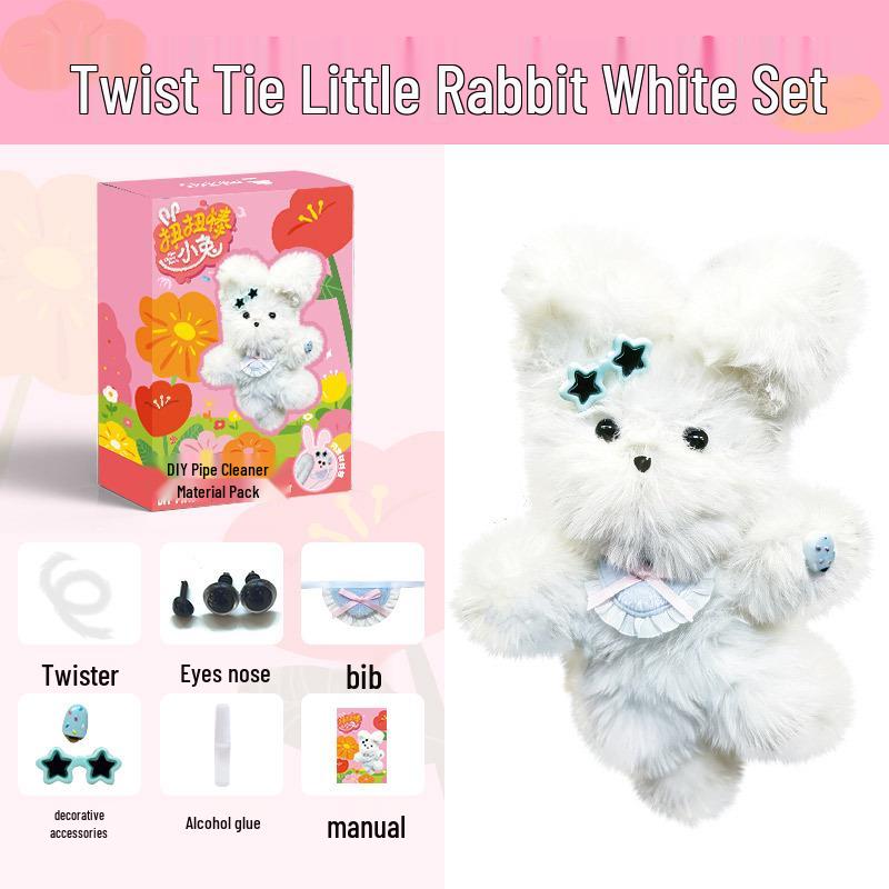 Mr. Toy Twist Stick Little Rabbit DIY Plush Doll Kit - Handmade Children s Gift