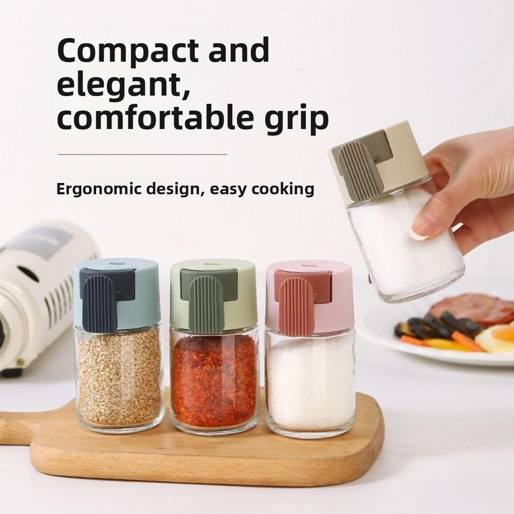 4Pcs Press Type Quantitative Salt Glass Bottle 0.5g Sealed Condiment Jars  Cumin Powder