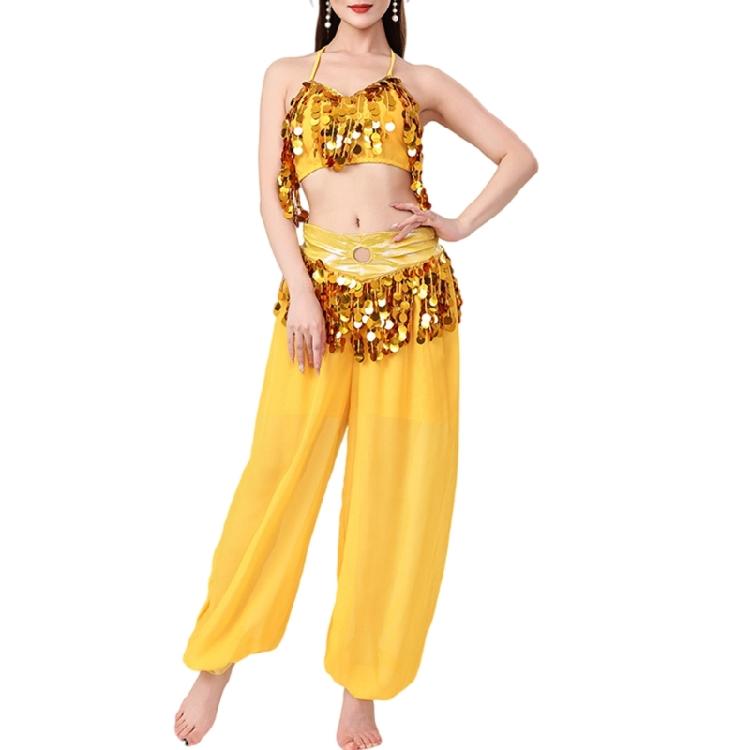 Belly Dance Costume Set Belly Dance Bra Top Belly Dancing Trousers Halloween Belly Dance Outfits for Stage Performances Universal code жёлтый