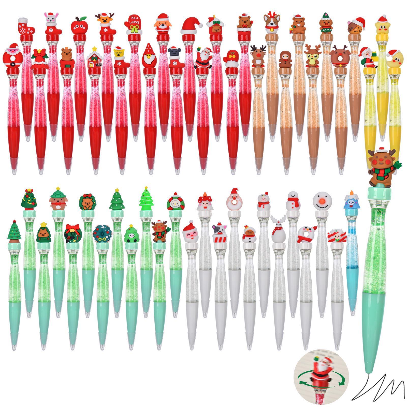 Creative Christmas Decompression Gel Pen: Cute Cartoon Spinny Sand Ballpoint Gift 0.5mm