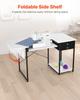 Sewing Table, Multipurpose Sewing Machine Table with Drawers, Foldable Side Shelf, Adjustable Shelf, Steel Legs, Computer Desk for Home, Fashion