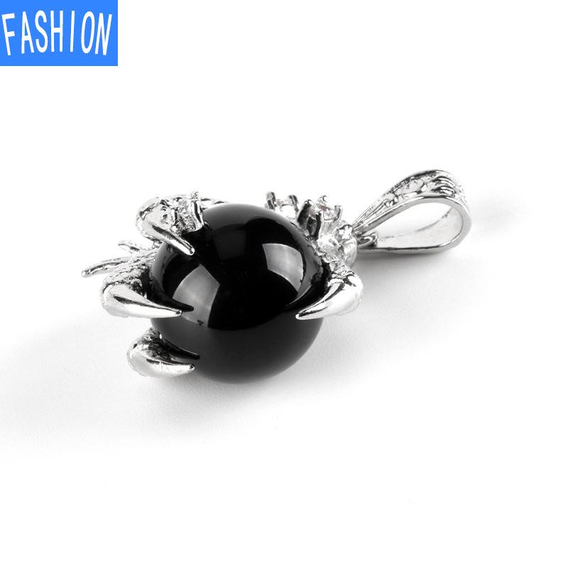 

Готическое животное Зодиакальный коготь дракона Кулон Аура Хрустальный шар Ожерелье black agate