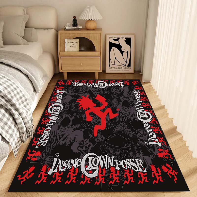 High-definition printed Insane Clown Posse rap band-themed rug suitable for living rooms, bedrooms, sofa décor, and children's non-slip floor mats.