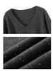 Women's Starry Sky Sequin V-Neck Pullover Sweater, Half-Sleeve Versatile Knit Top