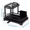 2 Tier Dish Bowl Drainer Storage Rack Kitchen Dish Drying Rack with Drain Basket Countertop Dinnerware Organizer Drainboard