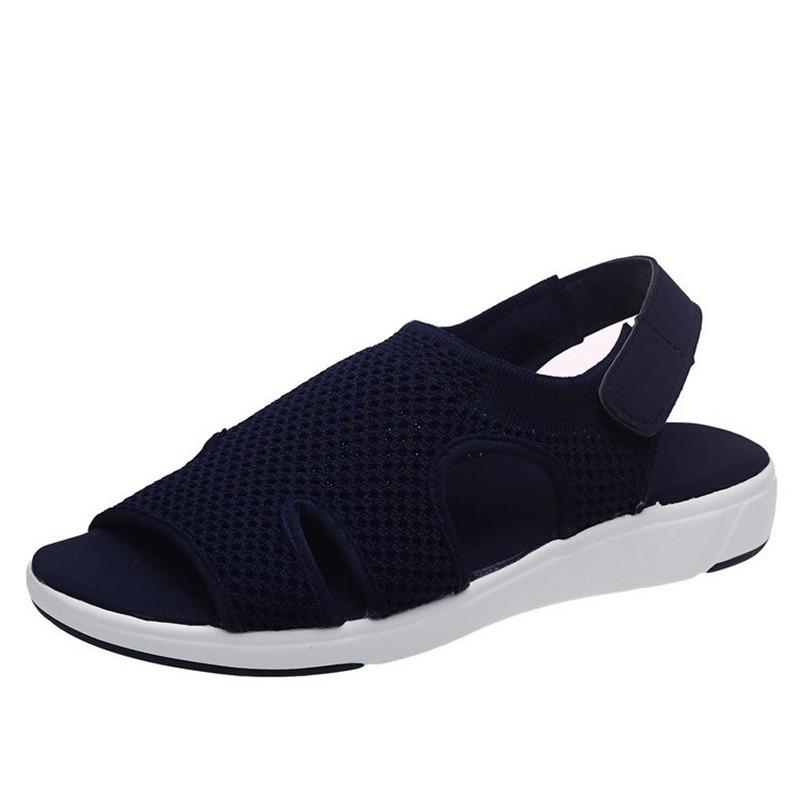 22 summer new European and American sandals large size breathable elastic fly weaving flat bottom casual