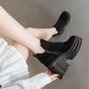 Fashion 9CM Suede Leather Spring Chunky Heel Ankle Boots Platform Wedge New Autumn Women Vulcanized Increase Casual High Heels ZIP Shoes