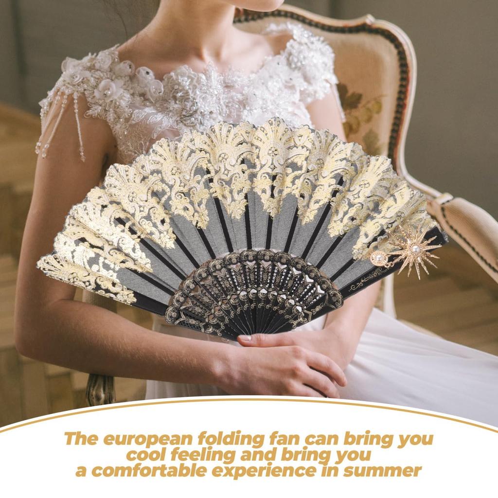 HOMSFOU Vintage Folding Fan with Tassel - Handheld Folding Fan, Vintage Design, for Women, Perfect for Summer Parties and Stage Props