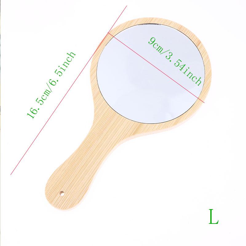 Portable Bamboo Makeup Mirror Handmade Handle Round Cosmetic Mirror With Handle Personal Vanity Handheld Mirror