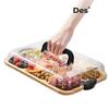 Eco-friendly Bamboo Tray with Acrylic Lid - Portable Wooden Plate for Camping, Picnics, and Restaurants