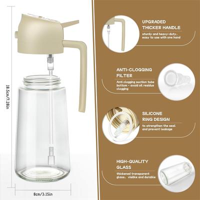 Opryskiwacz do oliwy Mister do gotowania, Szklana butelka w sprayu na olej 16oz/470ml, 2 w 1 Butelka dozownik oleju klasy spożywczej Do kuchni