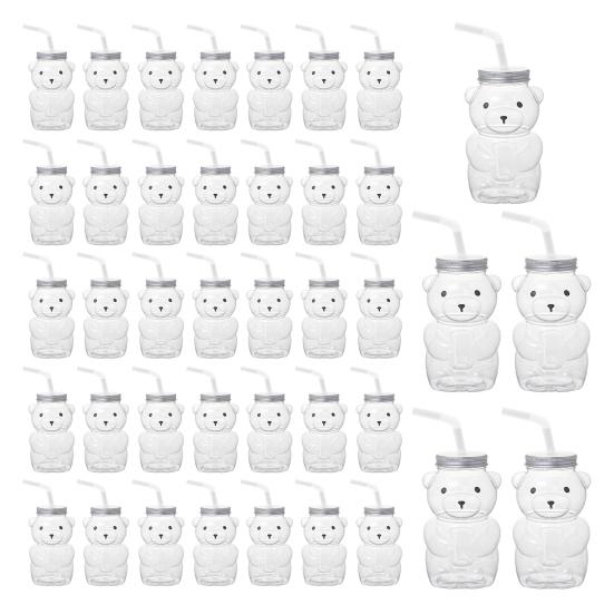 Kubek Jednorazowy Misiowy z Wieczkiem ze Słomką Ergonomiczny Kubek Plastikowy w Kształcie Misia Naczynia do Napojów Dom Biuro Bar Codzienne Użytkowanie