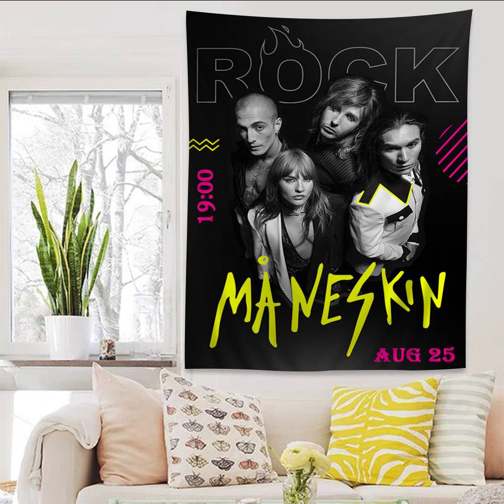 MManeskin Band Chart Tapestry Home Decoration Hippie Bohemian Decoration Divination Wall Hanging Home Decor
