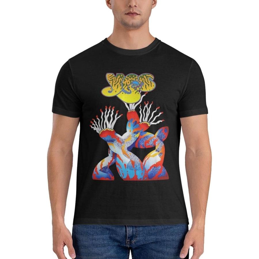 xhaxhi Men s Short Sleeve t-Shirt YES Rock Band Men s t-Shirt Workout Shirts Athletic T-Shirts S