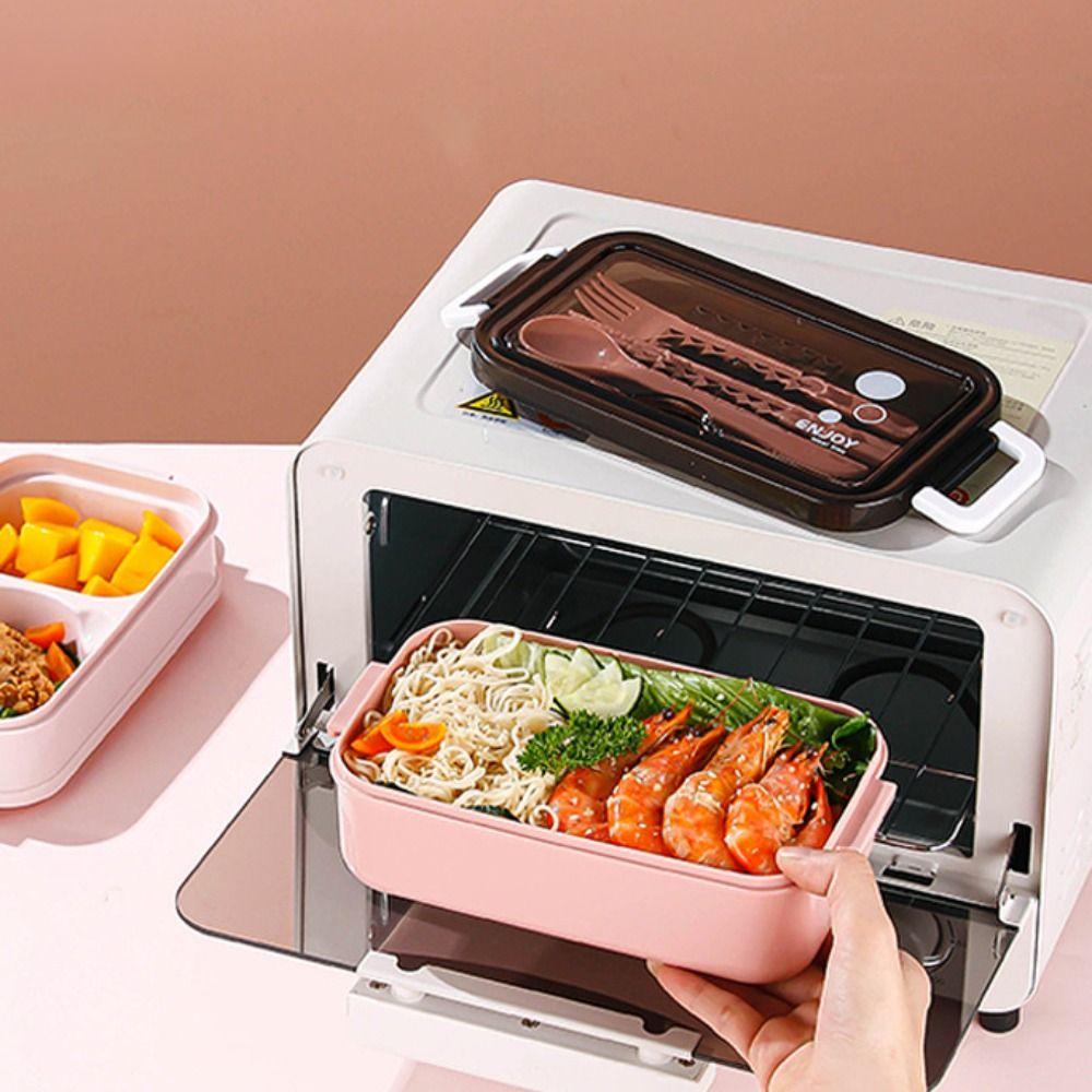 Microwaveable Double-layer Lunch Box with Tableware Picnic Food Box  Office Worker