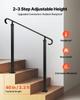 Handrails for Outdoor Steps, 2-3 Step Adjustable Height, Carbon Steel Transitional Handrail with Installation Kit, Exterior Hand Railing for Steps,