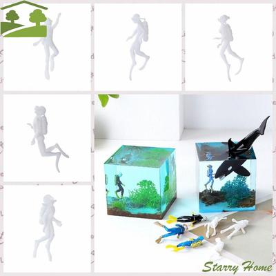 Decorative Diver Action Figures Model 3D Unpainted Micro Landscape Diver Model White Plastic Diver Figurine Toys Home