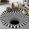 3D Runde Bodenmatte Schlafzimmer Wohnzimmer Visuelle Falle Spiral Schwindel Teppich Bodenmatte